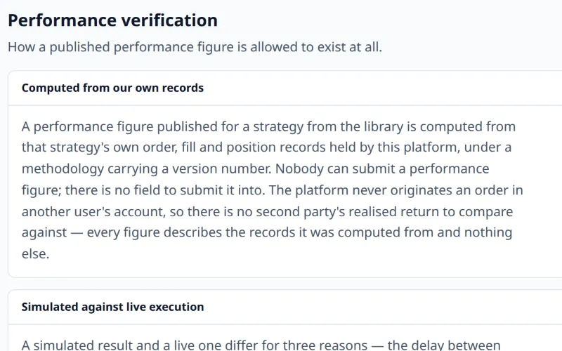 The methodology page's section on how a performance figure is allowed to exist